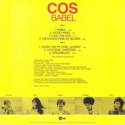 Cos – Babel (LP, Wah Wah Records, 2021) Back Cover