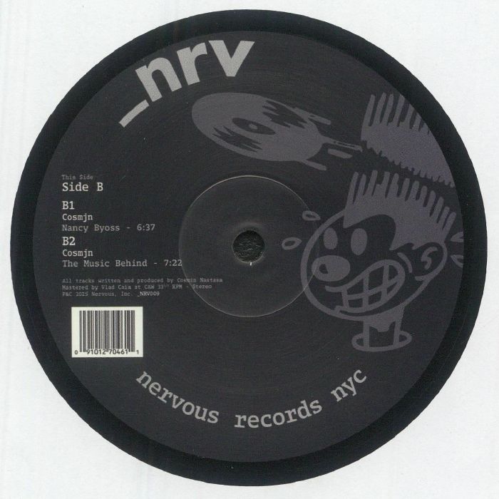 Cosmjn – The Music Behind (12", Nervous Records, 2025) Back Cover
