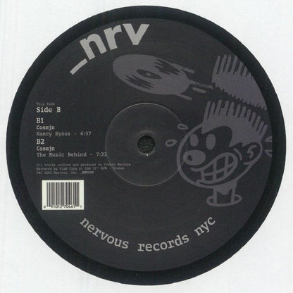 Cosmjn – The Music Behind (12", Nervous Records, 2025) Back Cover