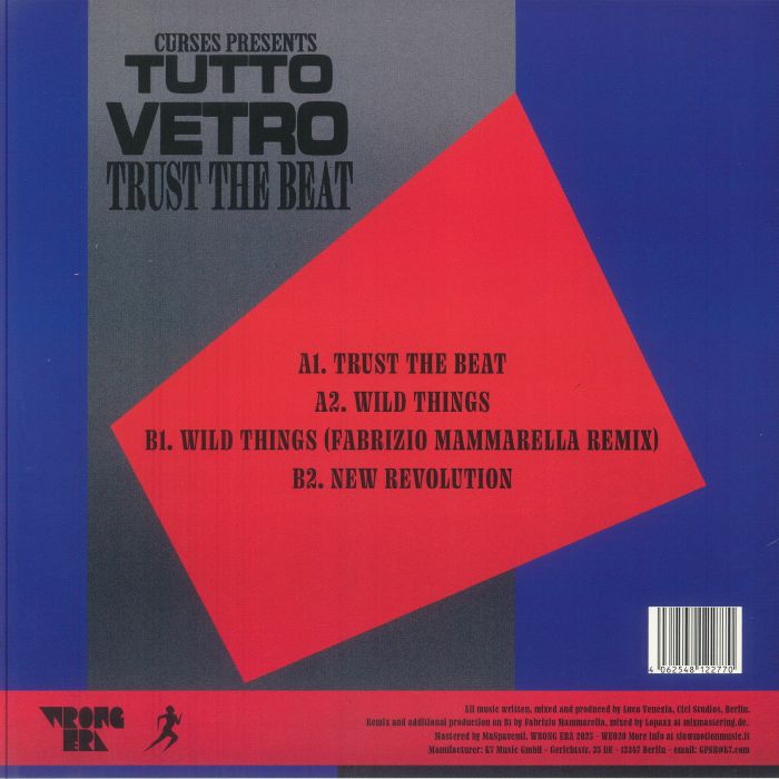 Curses Presents Tutto Vetro – Trust The Beat (12", Wrong Era, 2025) back cover