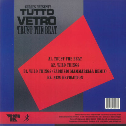 Curses Presents Tutto Vetro – Trust The Beat (12", Wrong Era, 2025) back cover