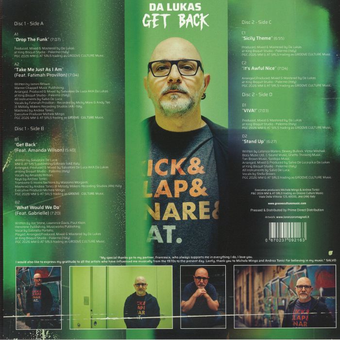 Da Lukas – Get Back (2x12", Groove Culture Music, 2026) Back Cover
