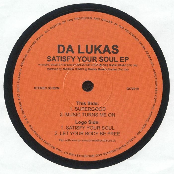 Da Lukas – Satisfy Your Soul EP (12", Groove Culture Music, 2025) back cover