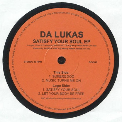 Da Lukas – Satisfy Your Soul EP (12", Groove Culture Music, 2025) back cover
