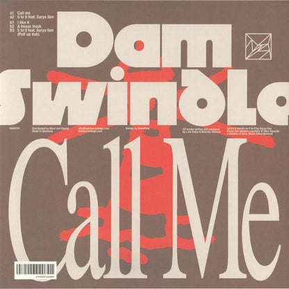 Dam Swindle – Call Me (12", Heist, 2026) Back Cover