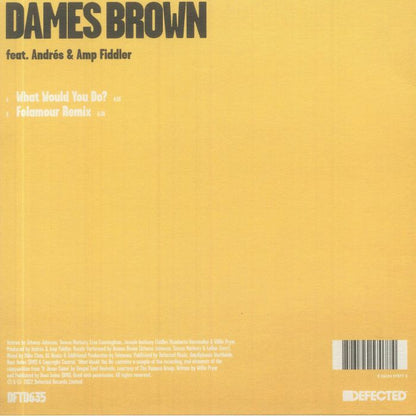 Dames Brown Andrés Amp Fiddler – What Would You Do? (7", Defected, 2022) Back Cover