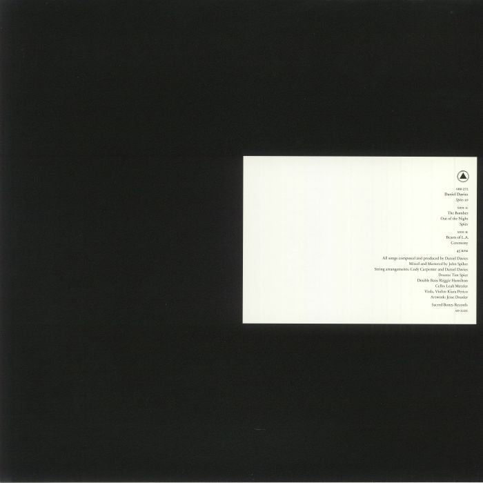 Daniel Davies – Spies (12", Sacred Bones Records, 2021) Back Cover