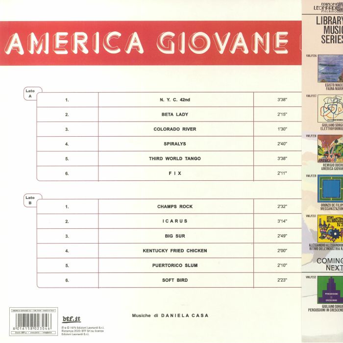 Daniela Casa – America Giovane N. 2 (LP, Vinyl Magic, 2022) Back Cover