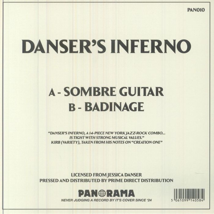 Danser's Inferno – Sombre Guitar (7", PANORAMA, 2026) Back Cover