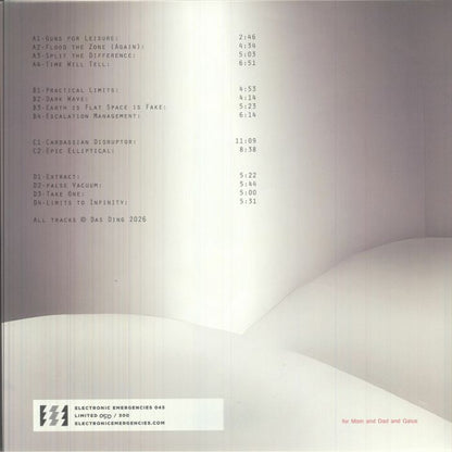 Das Ding – Practical Limits Of Nihilism (2xLP, White, Electronic Emergencies, 2026) Back Cover