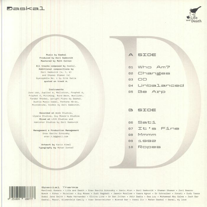Daskal – OD (LP, Life & Death, 2026) Back Cover