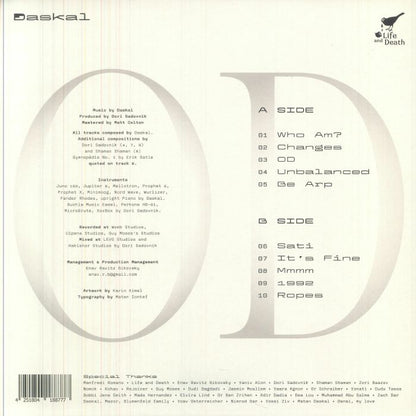 Daskal – OD (LP, Life & Death, 2026) Back Cover
