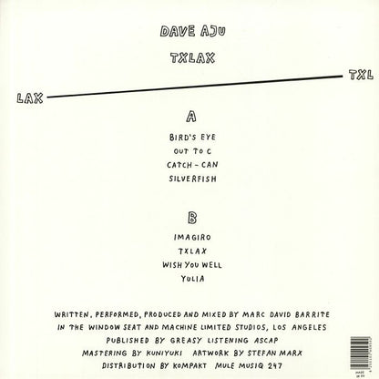 Dave Aju – TXLAX (LP, Mule Musiq, 2019) Back Cover