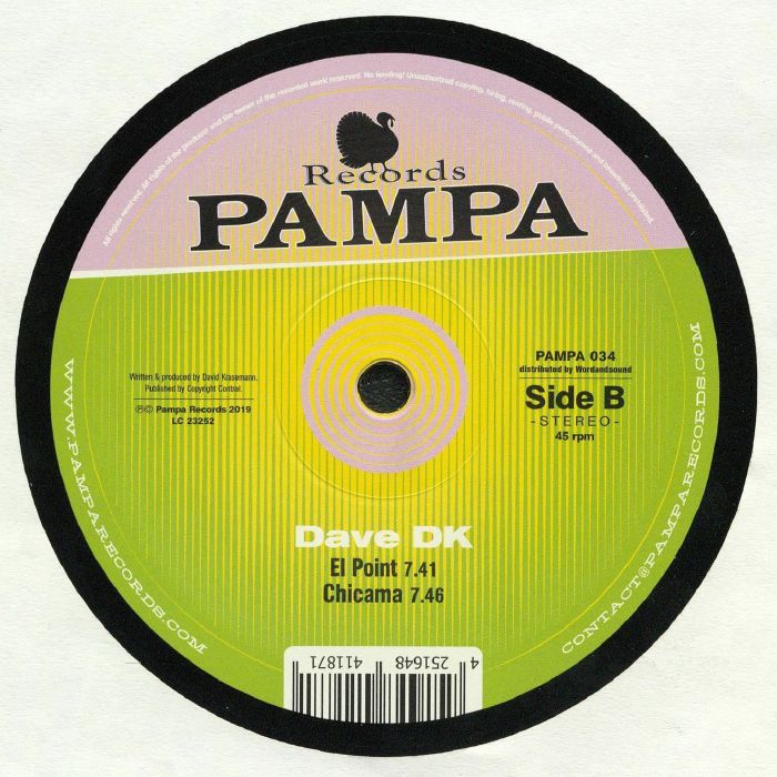 Dave DK – Chicama EP (12", Pampa Records, 2019) Back Cover