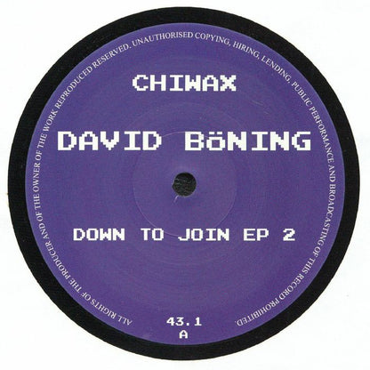 David Böning – Down To Join EP 2 (12", Chiwax, 2026) Front Cover