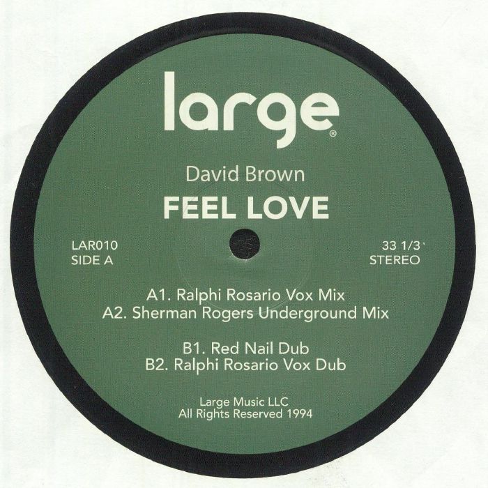 David Brown – Feel Love (12", Large Music, 2025) front cover