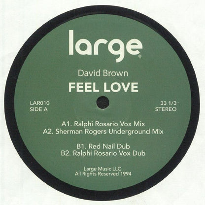 David Brown – Feel Love (12", Large Music, 2025) front cover