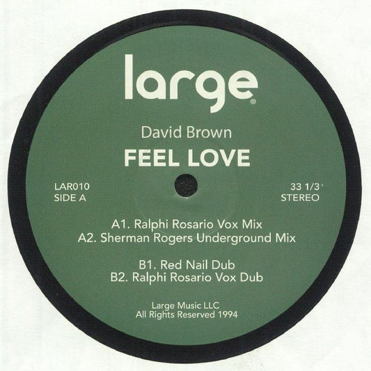 David Brown – Feel Love (12", Large Music, 2025) front cover