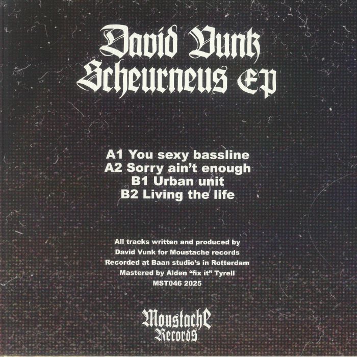 David Vunk – Scheurneus EP (12", Moustache Records, 2025) back cover