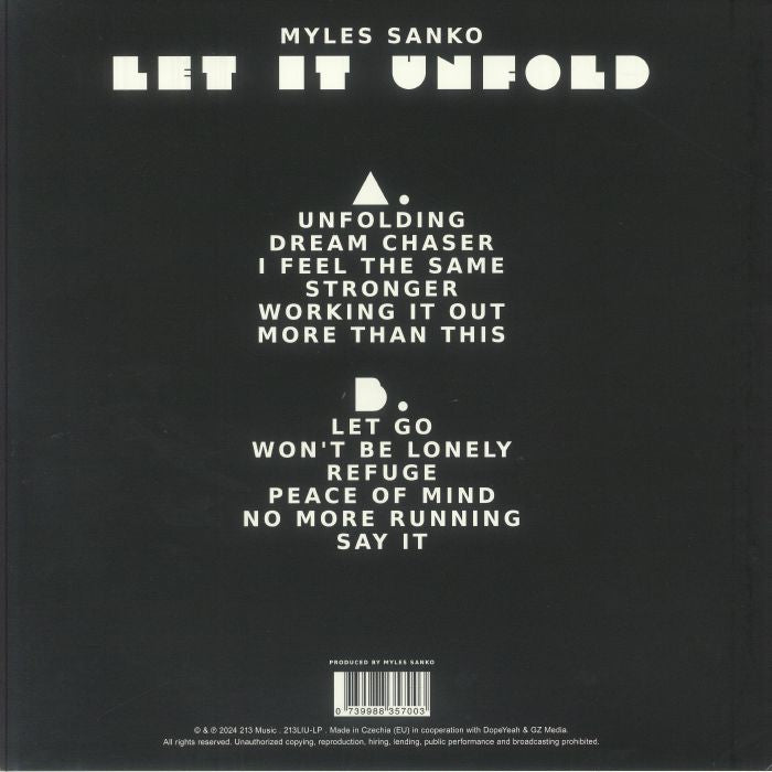 Myles Sanko – Let It Unfold (LP, White, 213 Music, 2024) Back Cover