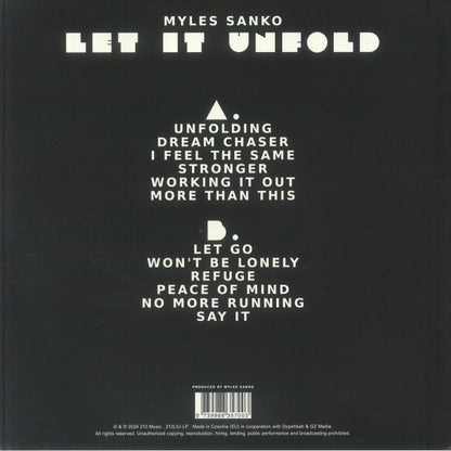 Myles Sanko – Let It Unfold (LP, White, 213 Music, 2024) Back Cover