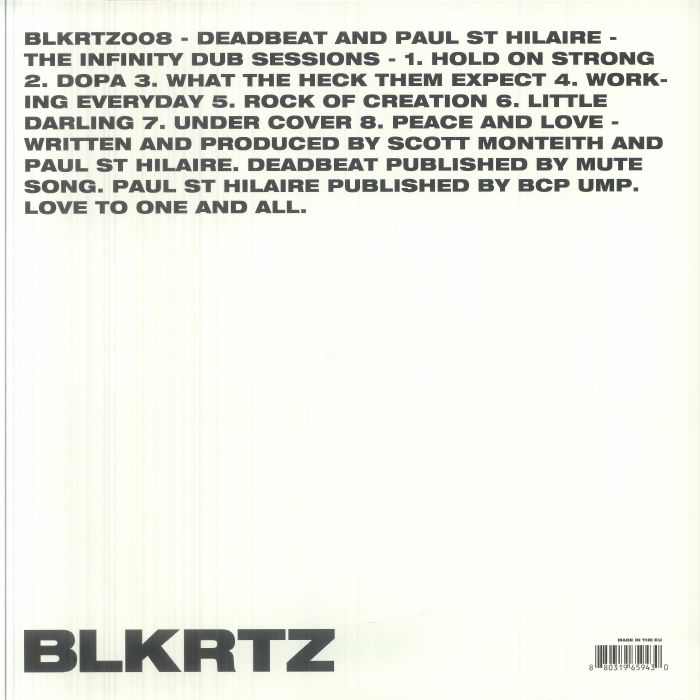Deadbeat And Paul St Hilaire – The Infinity Dub Sessions (2x12", BLKRTZ, 2026) Back Cover