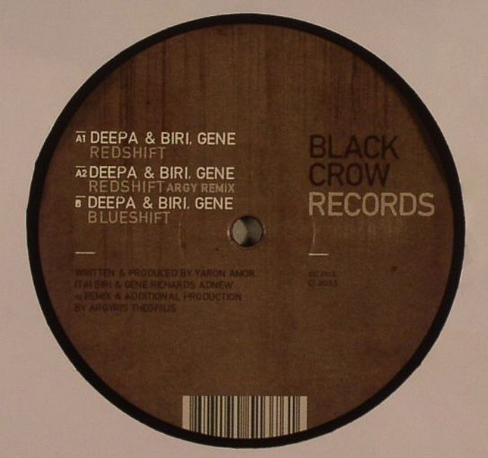 Deepa & Biri Feat. Gene – Redshift (12", Black Crow Records, 2013) Front Cover
