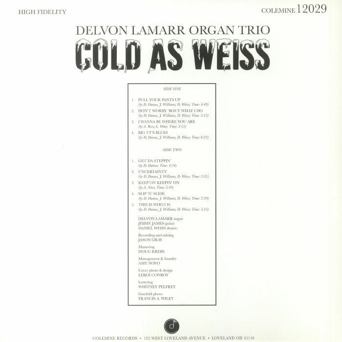 Delvon Lamarr Organ Trio – Cold As Weiss (LP, Red, Colemine Records, 2022) Back Cover
