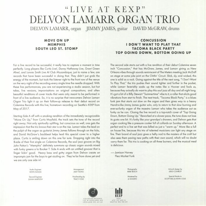 Delvon LaMarr Organ Trio – Live At KEXP! (LP, Orange Translucent, Colemine Records, 2022) back cover
