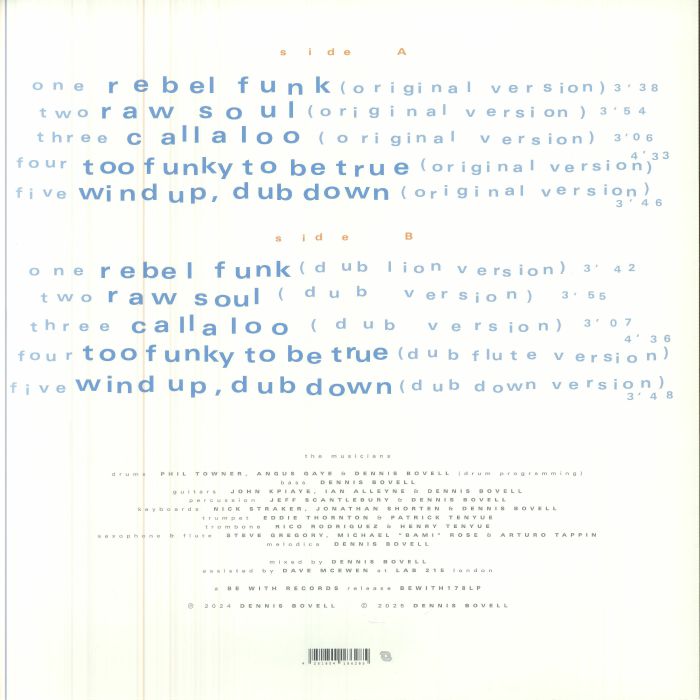 Dennis Bovell – Cloud Music (LP, Be With Records, 2026) Back Cover