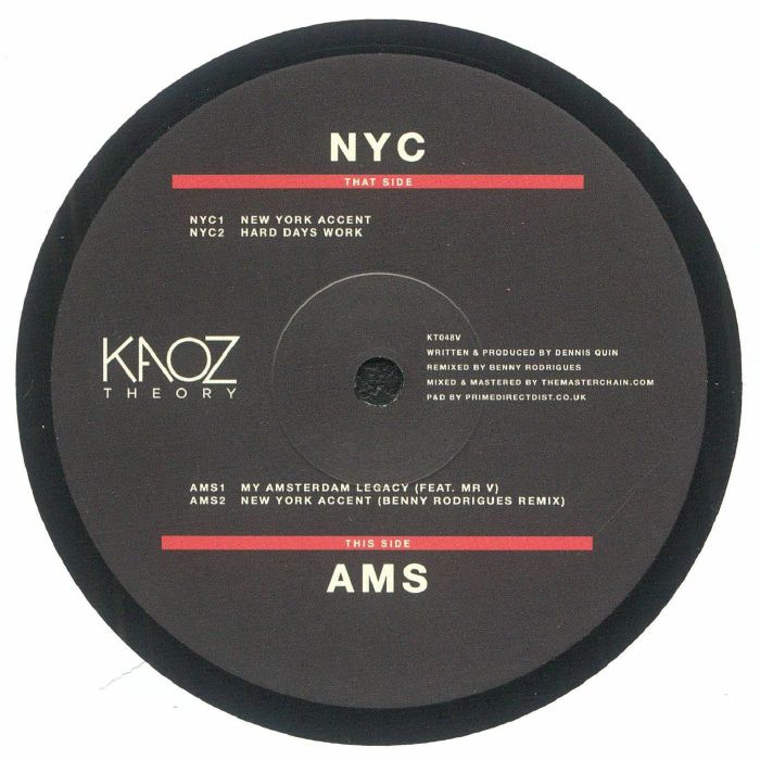 Dennis Quin – New York to Amsterdam (12", Kaoz Theory, 2025) back cover