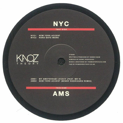 Dennis Quin – New York to Amsterdam (12", Kaoz Theory, 2025) back cover