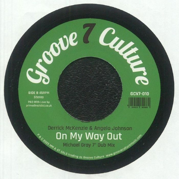 Derrick McKenzie & Angela Johnson – On My Way Out (7", Groove 7 Culture, 2025) back cover