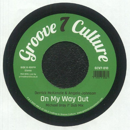 Derrick McKenzie & Angela Johnson – On My Way Out (7", Groove 7 Culture, 2025) back cover