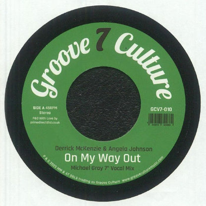 Derrick McKenzie & Angela Johnson – On My Way Out (7", Groove 7 Culture, 2025) front cover