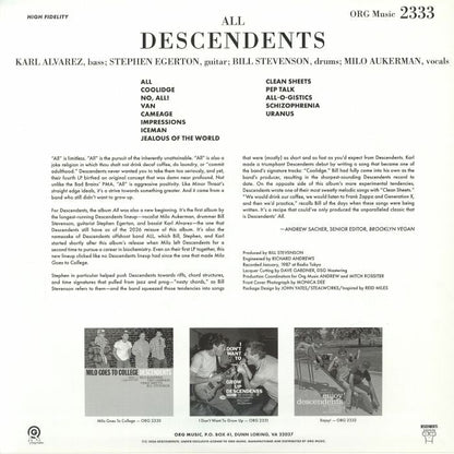Descendents – All (LP, ORG Music, 2026) Back Cover