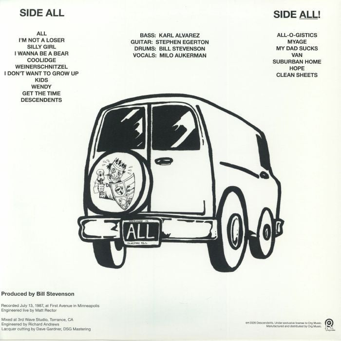 Descendents – Liveage! (LP, Orange Transparent, ORG Music, 2026) Back Cover