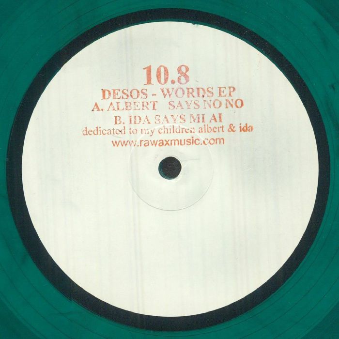 Desos – Words EP (10", Dark Green Transparent Marbled, Rawax, 2013) Back Cover