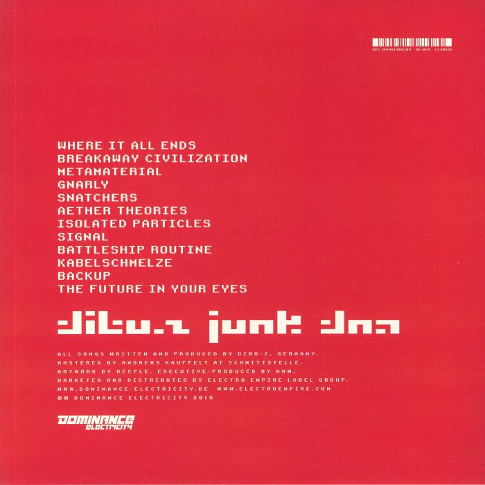 Dibu-Z – Junk DNA (2x12", Dominance Electricity, 2019) Back Cover