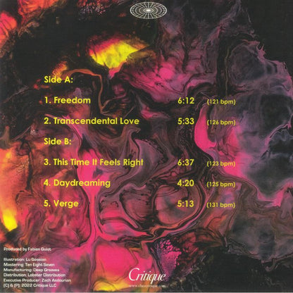 DJ Hoshino – Transcendental Love (12", Critique, 2022) Back Cover