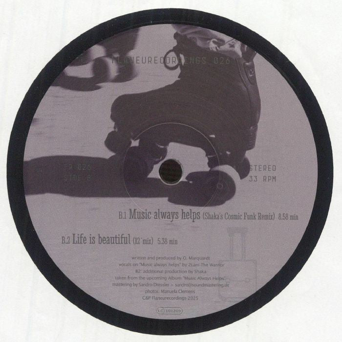 Dj Jauche – Music Always Helps (12", Flaneurecordings, 2025) Back Cover
