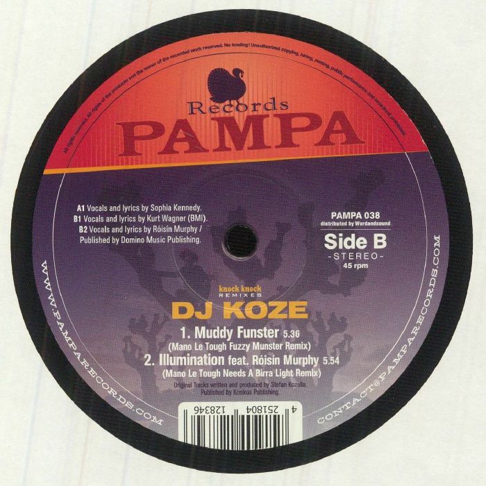 DJ Koze – Knock Knock Remixes (12", Pampa Records, 2022) Back Cover