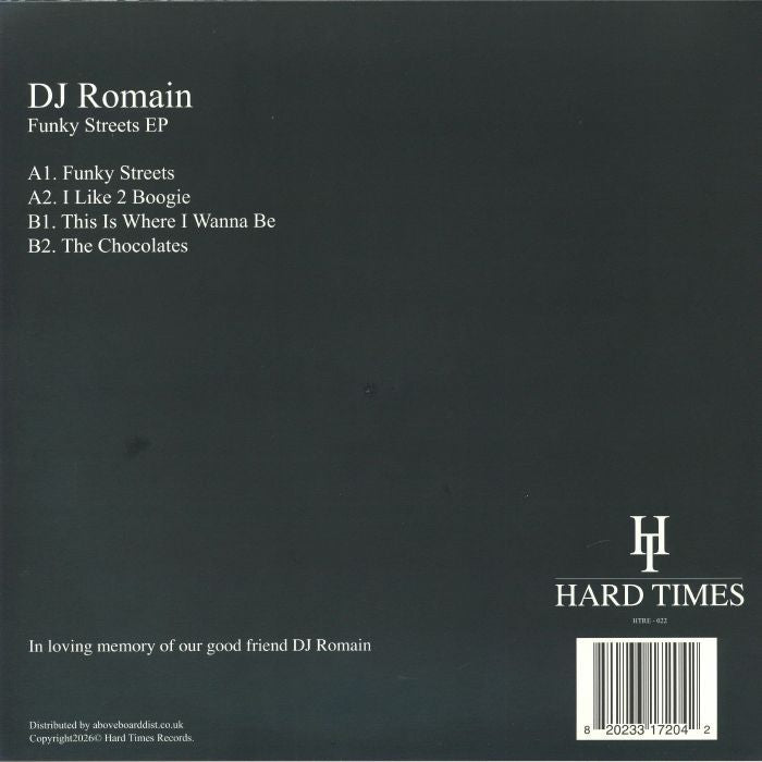 DJ Romain – Funky Streets EP (12", Hard Times, 2026) Back Cover