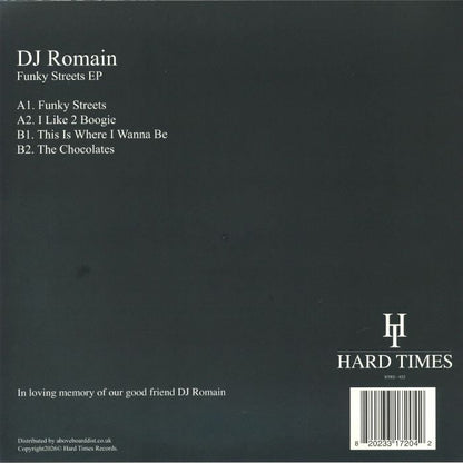 DJ Romain – Funky Streets EP (12", Hard Times, 2026) Back Cover