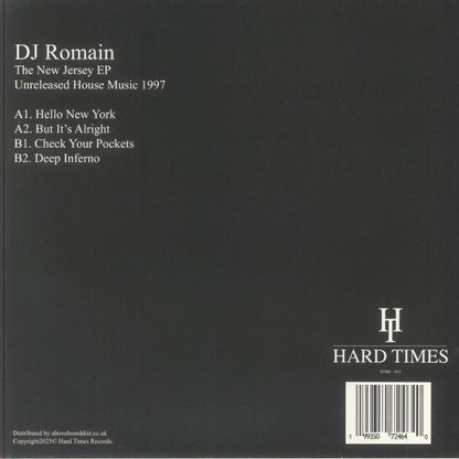 DJ Romain – The New Jersey EP (12", Hard Times, 2025) Back Cover