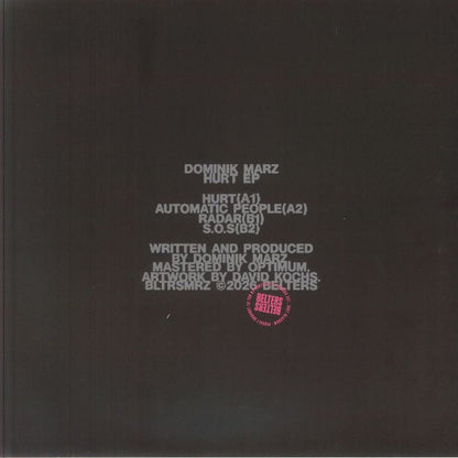 Dominik Marz – Hurt EP (12", Belters, 2026) Back Cover