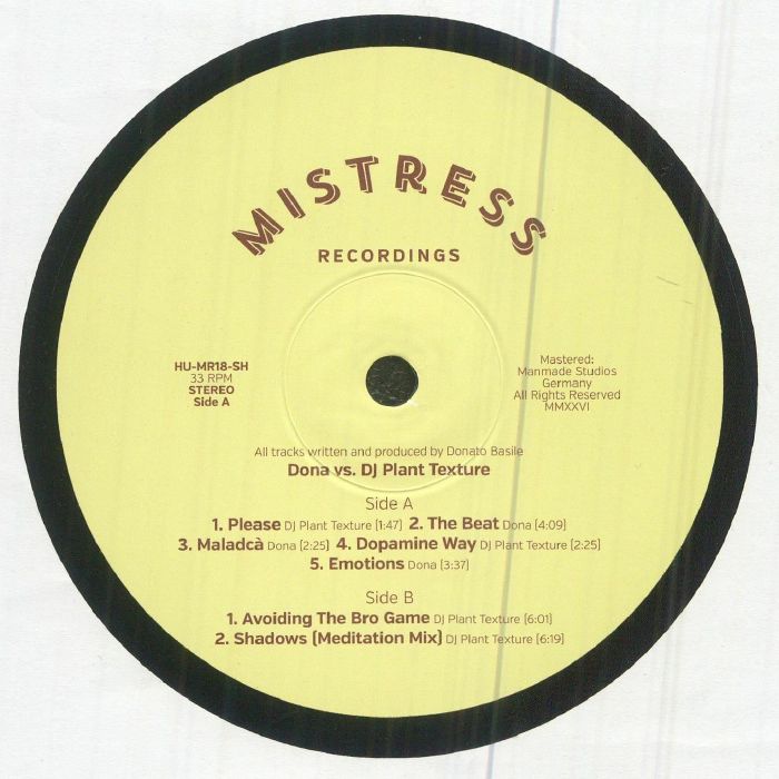 Dona Vs. DJ Plant Texture – Mistress 18 (12", Mistress Recordings, 2026) Front Cover