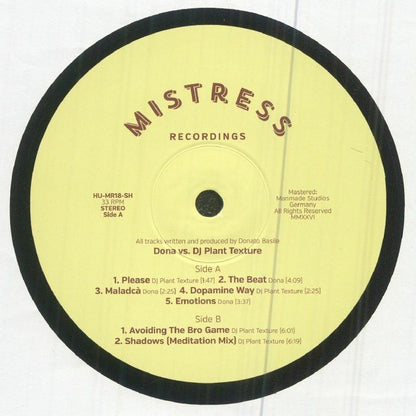 Dona Vs. DJ Plant Texture – Mistress 18 (12", Mistress Recordings, 2026) Front Cover