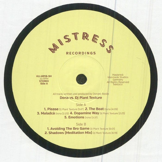 Dona Vs. DJ Plant Texture – Mistress 18 (12", Mistress Recordings, 2026) Front Cover