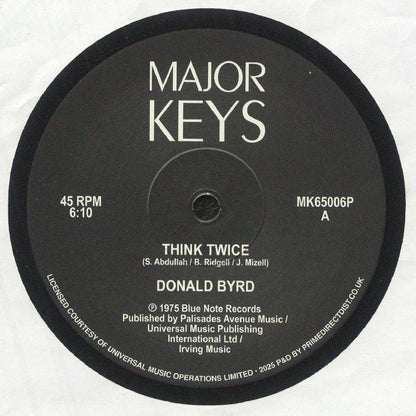 Donald Byrd – Think Twice / Where Are We Going? (12", Major Keys, 2025) Front Cover